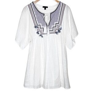 J. Crew Beaded Cotton Tunic with Tassles - Size Medium